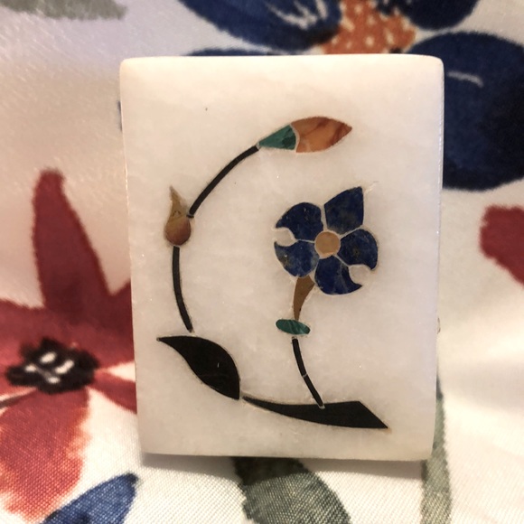 Other - DONATED Natural Stone Jewelry Box with Beautiful Flower Inlays Purchased India